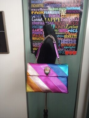 Kurt Geiger Metallic Rainbow Shoulder Bag with Chain Handle!.